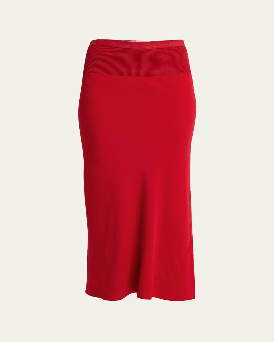High-Waist Bias Midi Skirt